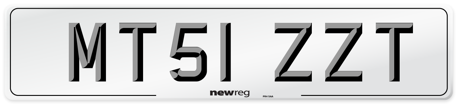 MT51 ZZT Number Plate from New Reg